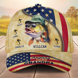 Angling Hero Dad Grandpa - Personalized Classic Cap - Gift For Grandpa, Father's Day, Birthday Gift