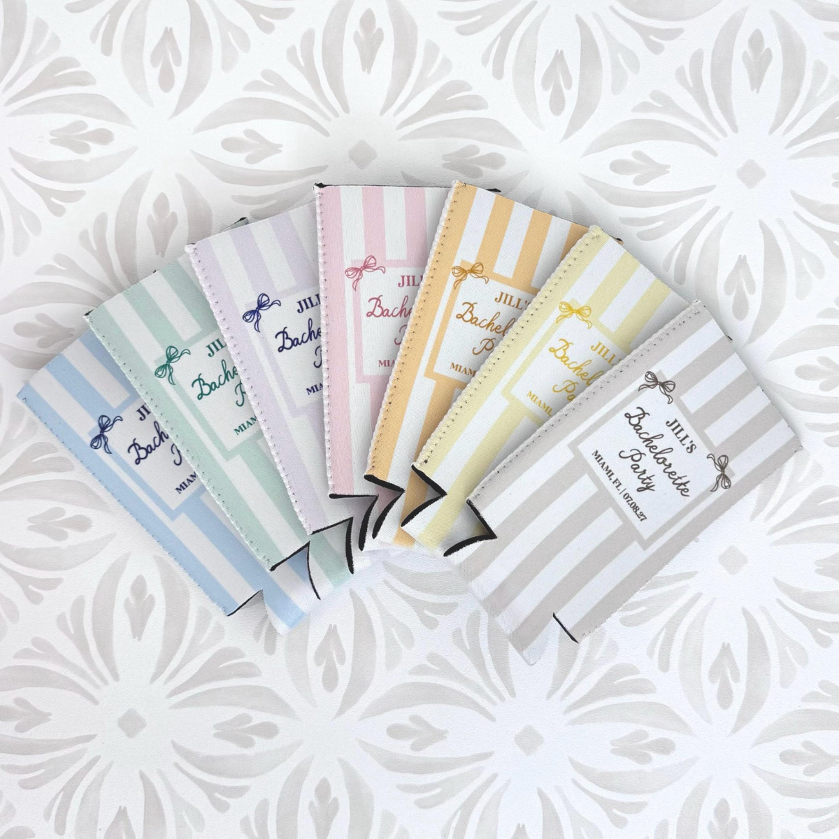 Personalized Beach Bachelorette Can Cooler, Coastal Bridal Party Favor, Custom Drink Holder