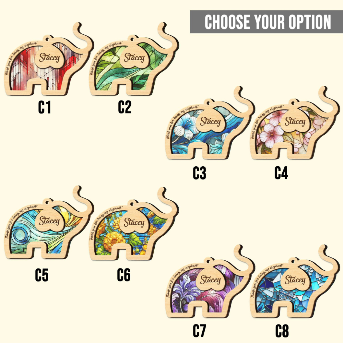 Elephant Friendship Suncatcher Ornament, Friend Ornament, Bestie Ornament, Personalized Best Friend Ornament, Friendship Thank You Gift