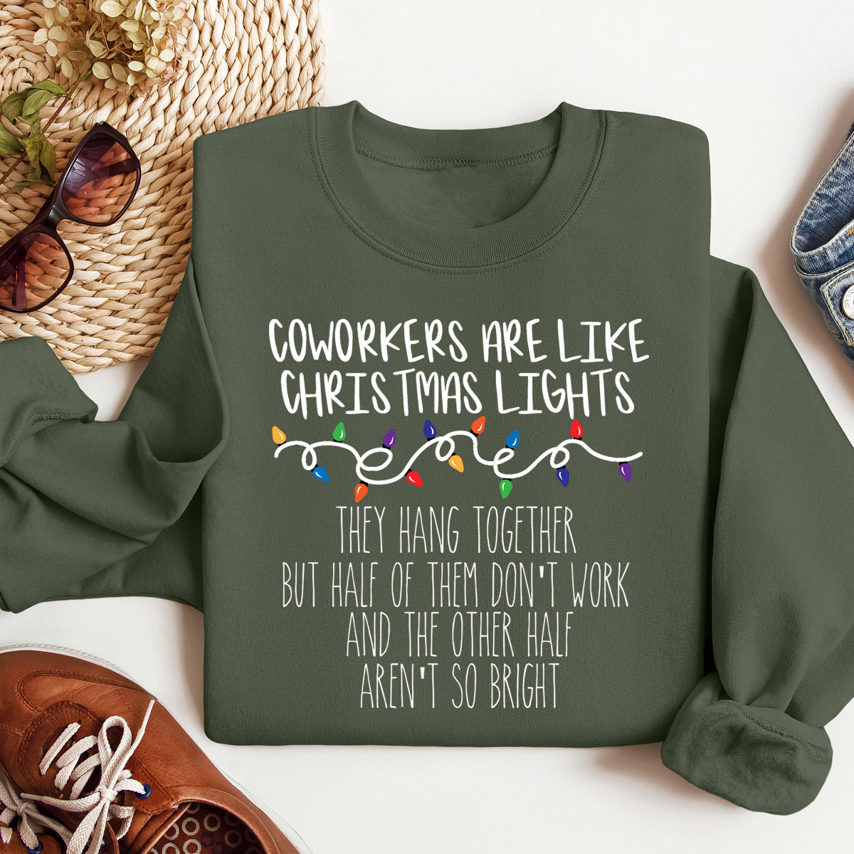 Coworkers Christmas Shirt, Christmas Group Sweatshirt, Christmas Lights Sweater, Sarcastic Christmas T-Shirt, Our Team Group Gift, New Year Gift