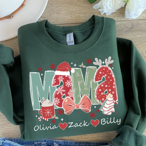 Christmas Mama Sweatshirt, Custom Christmas Mama Sweatshirt, Christmas Mom Gift, Coquette Bow Christmas Mama, Christmas Mama Claus Sweater