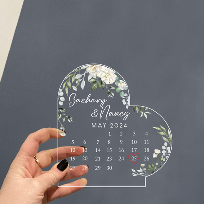 Personalized Couple Calendar LED Light, Anniversary Date Calendar Acrylic Plaque, Acrylic Plaque Gift for Couple, Couple Gifts, Gift For Her