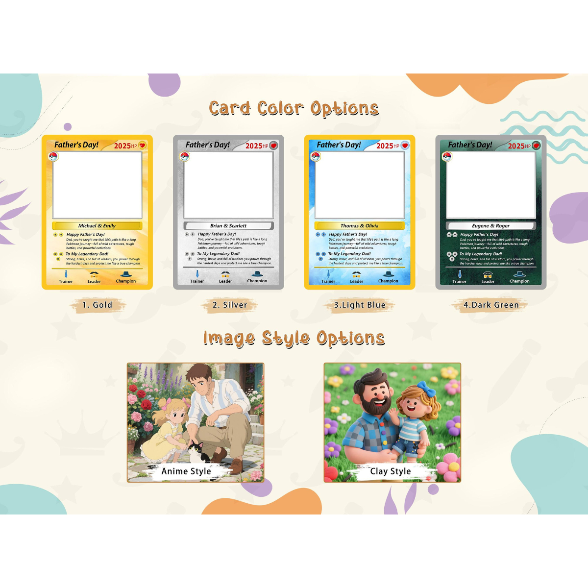 Father's Day Anime Card Personalized, Custom Photo Trading Anime Card, Fathers Day Gift for Game Dad, Card Gifts from Kids, New Dad Gifts