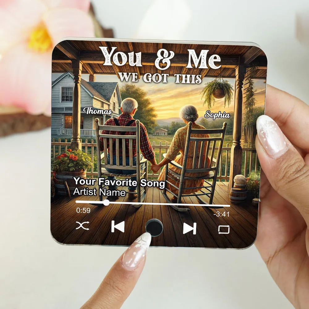 Old Couple Growing Old Together - Personalized Music Fridge Magnet - Gift For Couple