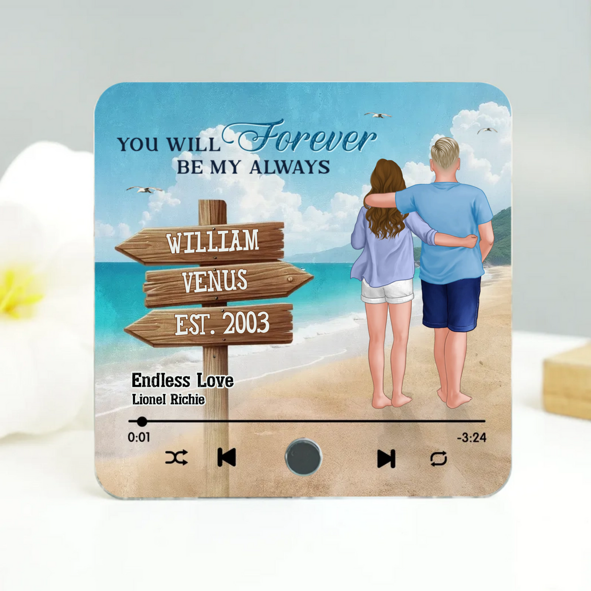 Couple Walking At Beach - Personalized Music Fridge Magnet - Gift For Couple, Anniversary Gift For Husband Wife, Boyfriend Girlfriend