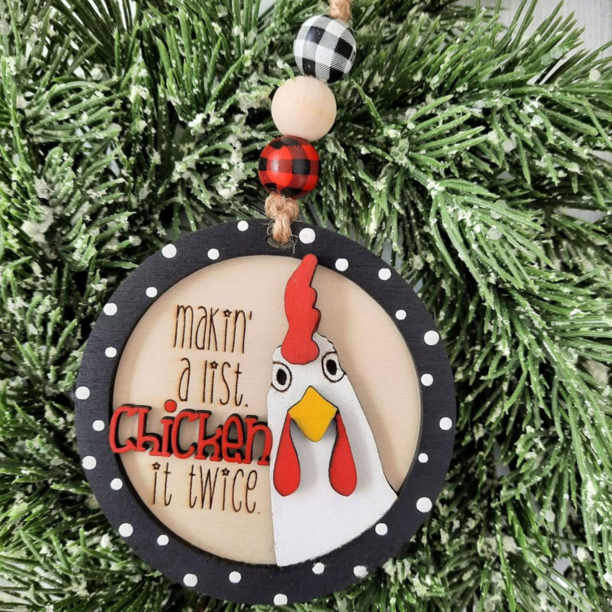Making A List Chicken It Twice - Personalized Layered Wooden Ornament - Christmas Gift For Family