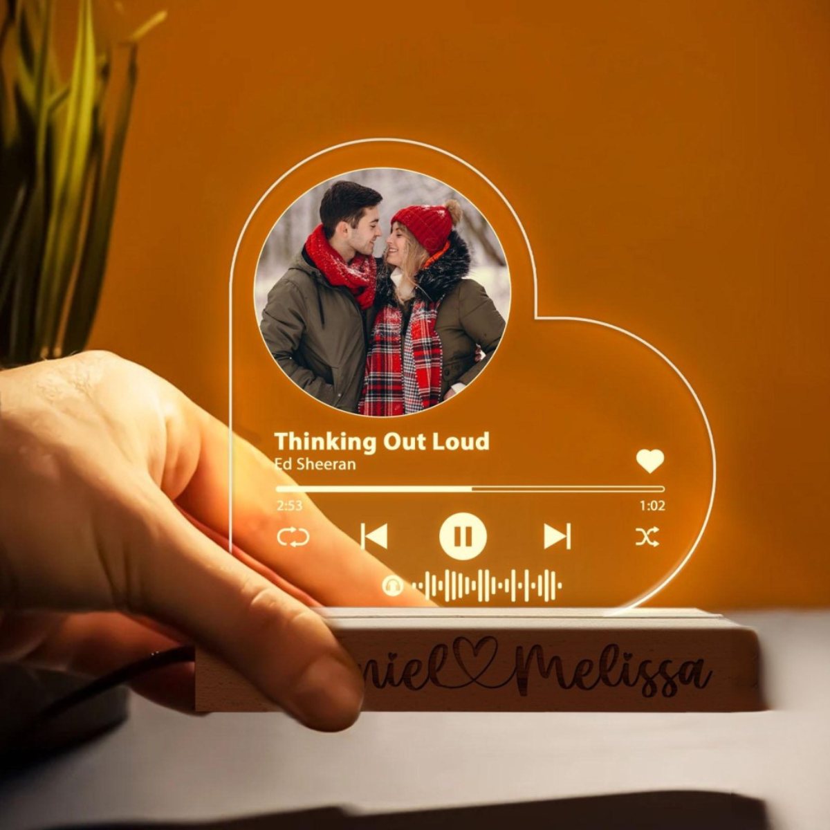 Custom Photo Acrylic Lamp Song Plaque, Anniversary Gift For Couple, LED Music Plaque, Custom Name Couple Gift, Valentine's Gifts For Couple
