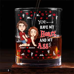You Have My Heart - Personalized Whiskey Glass - Anniversary Gift, Valentine's Day Gift For Couple