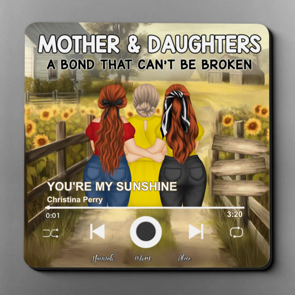 Mother & Daughter A Bond That Can't Be Broken - Personalized Music Fridge Magent - Gift For Mother From Daughter, Mother's Day, Birthday Gift
