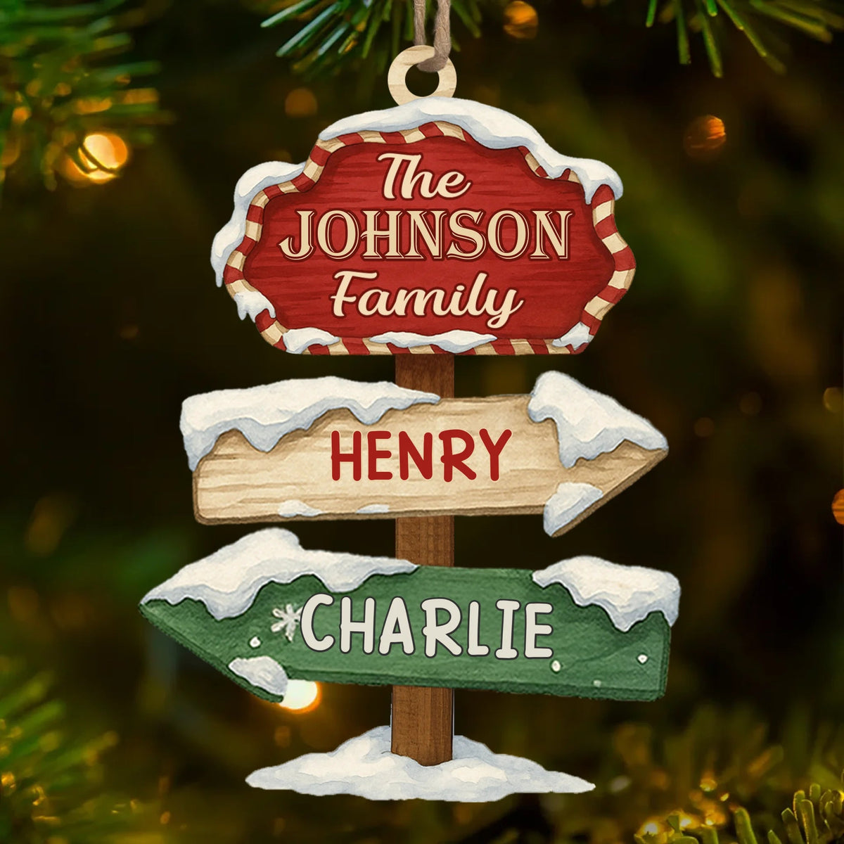 Family Where Love Begins And Never Ends - Personalized Wooden Ornament - Christmas Gift For Family