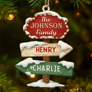 Family Where Love Begins And Never Ends - Personalized Wooden Ornament - Christmas Gift For Family