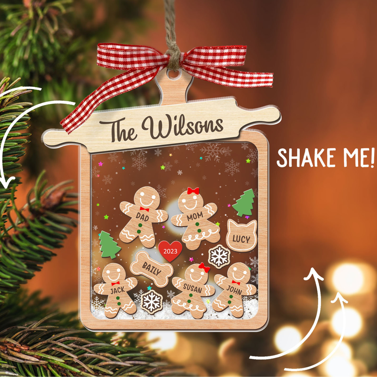 Christmas Gingerbread Family - Personalized 4D Shaker Ornament - Christmas Gift For Family
