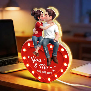 You & Me We Got This Kissing Couple - Personalized Acrylic Light Box - Valentine's Day Gift For Couple, Anniversary Gift