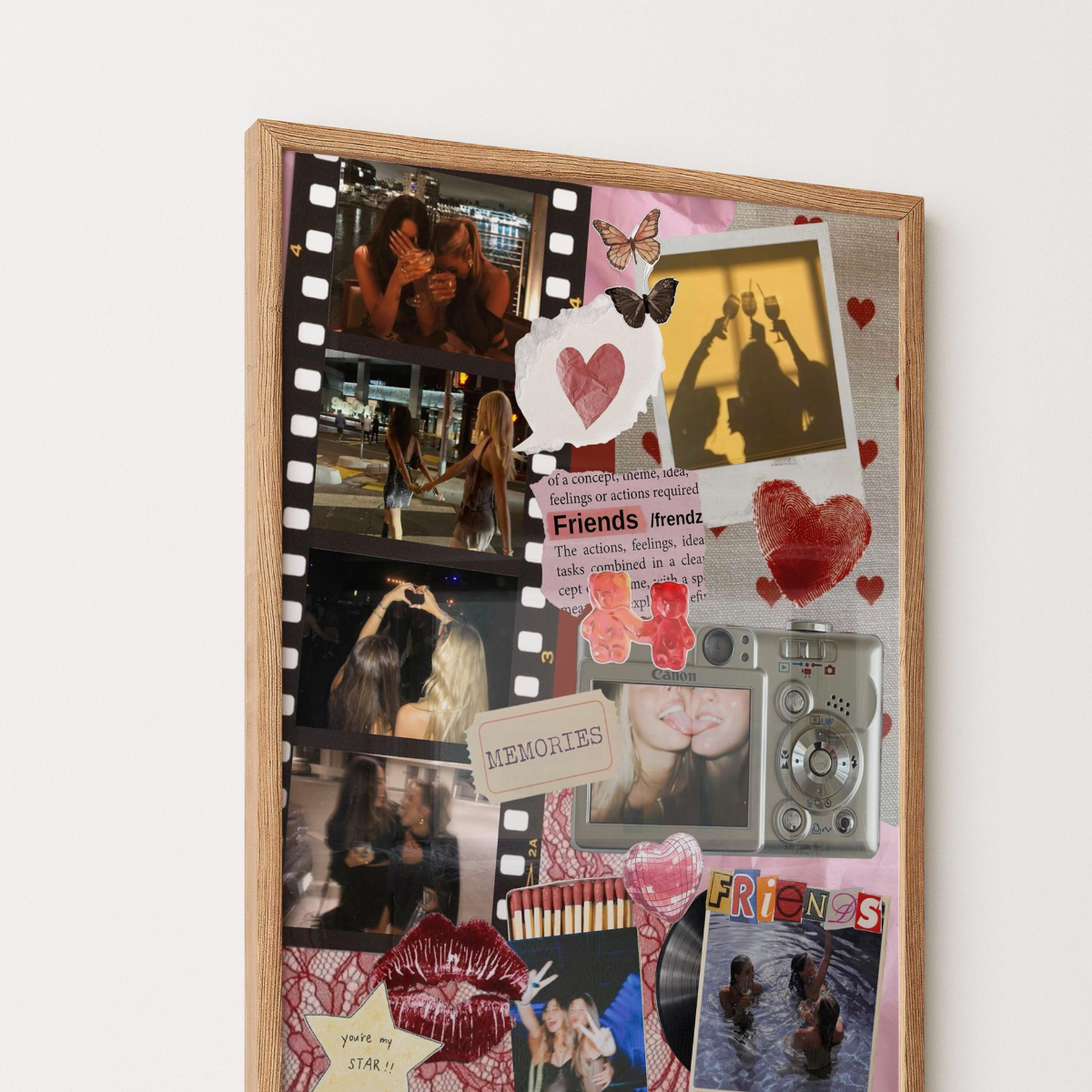 Best Friend Matchbook Collage Poster Canvas, Personalized Bestie Gift, Custom Friendship Photo Birthday Present