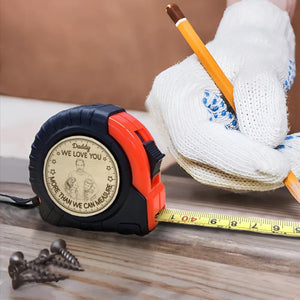 Custom Photo Pencil Sketch I Love You More Than I Can Measure - Personalized Tape Measure, Fathers Day Gift For Dad, Husband, Grandpa