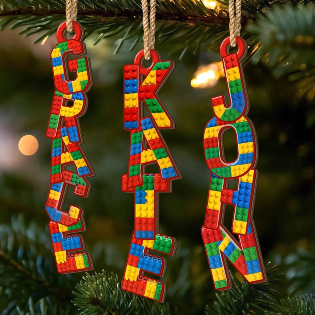 Brick Lego Lovers Custom Letter Ornament, Christmas, Birthday Gift For Family