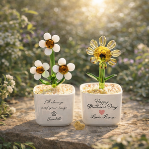 Custom Glass Flower Pot for Mom, Personalized Mother's Day Gift, Mini Tulip Lily Sunflower Decor, Forever Mom Keepsake