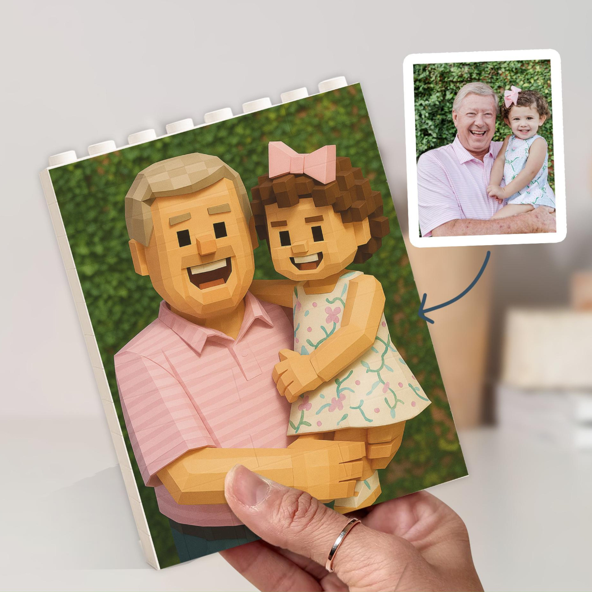 Custom Dad Grandpa & Kid's Photo, Personalized Photo Building Brick Block, Father's Day Gift