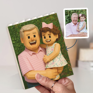 Custom Dad Grandpa & Kid's Photo, Personalized Photo Building Brick Block, Father's Day Gift