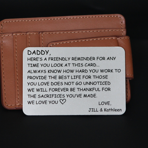 Personalized Handwritten Wallet Card, Deployment Gift, Card for Dad from Son or Daughter - Remind Dad How Much He Means to You