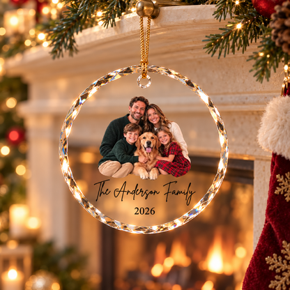 Personalized Family Photo Christmas Ornament, Custom Photo Acrylic Ornament, Family Name Keepsake Gift, Christmas Tree Decoration