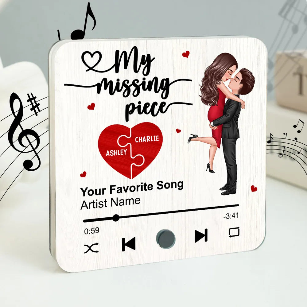 My Missing Piece Couple Portrait - Personalized Music Fridge Magnet - Gift For Couple