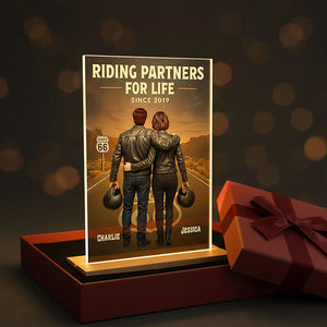 Route 66 Riding Partners For Life - Personalized LED Night Light - Valentine's Gift, Anniversary Gift For Biker Couple