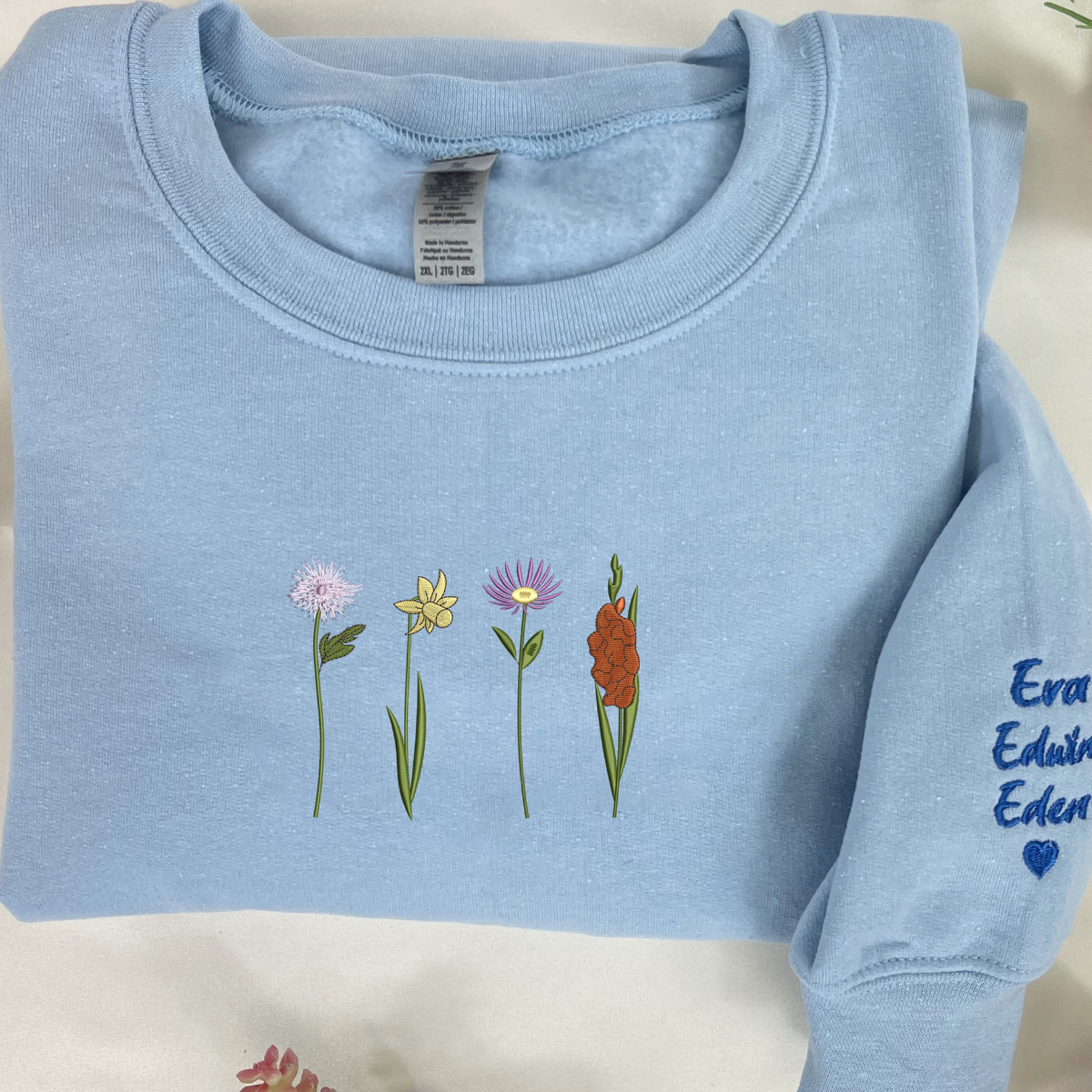 Personalized Birth Month Flower Sweatshirt, Embroidered Birth Flower Sweatshirt, Floral Embroidery, Mothers Day Gift