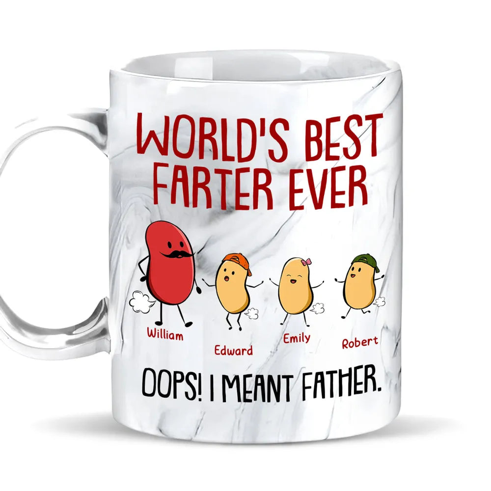 World's Best Father Ever - Personalized Marble Mug - Gift For Dad, Papa, Father's Day Gift