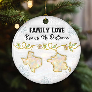 Family Love Pearl Effect Countries/States - Personalized Custom 3D Inflated Effect Ceramic Ornament - Christmas Gift For Family
