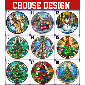 Personalized Stained Glass Christmas Ornament 2026 – Custom Name Holiday Tree Decoration – Santa, Snowman, Christmas Tree Decoration Gift