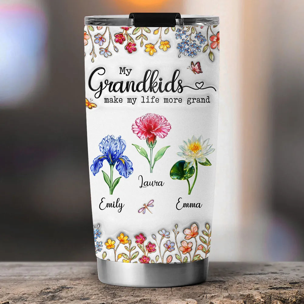 My Grandkids Make My Life More Grand - Personalized Tumbler - Gift For Grandmother, Mother's Day Gift, Birthday Gift
