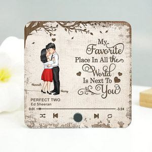 Kissing Couple My Favorite Place In The World - Personalized Music Fridge Magnet - Gift For Couple