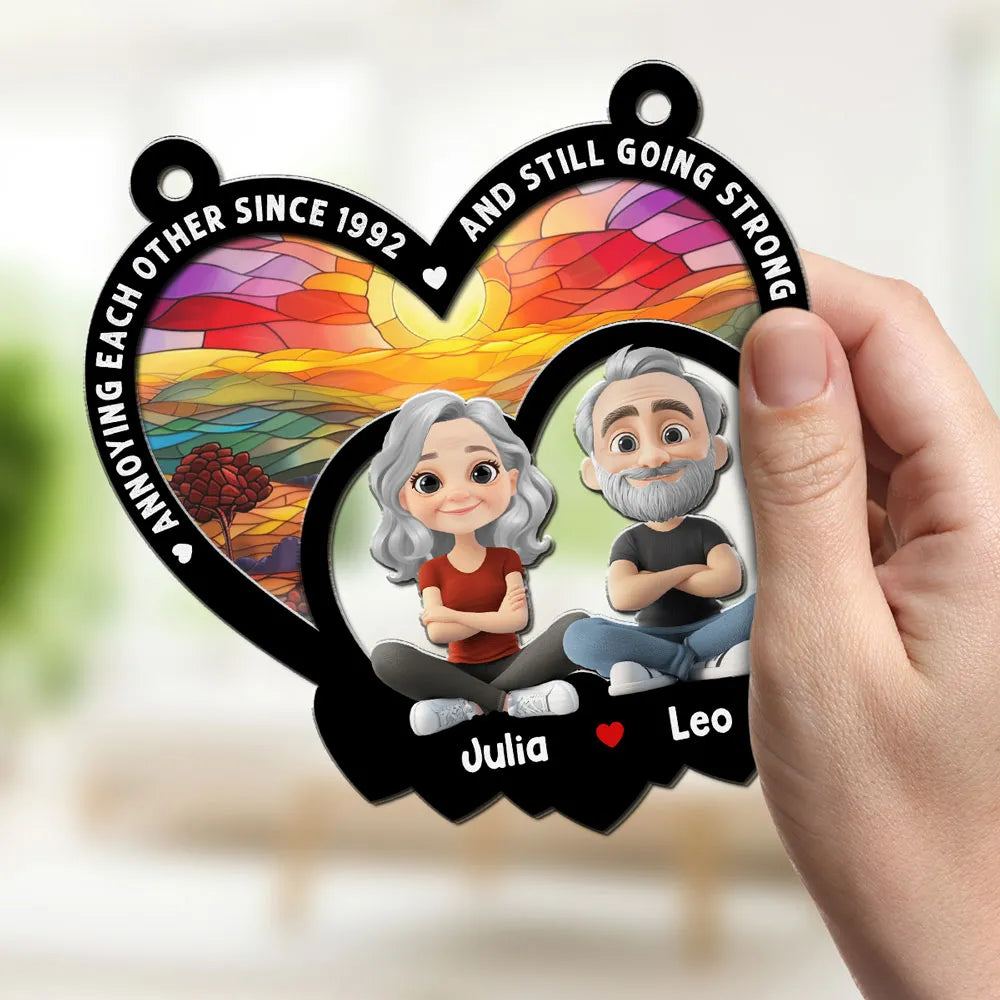 Annoying Each Other For Years - Personalized Suncatcher Ornament - Gift For Couple, Anniversary Gift