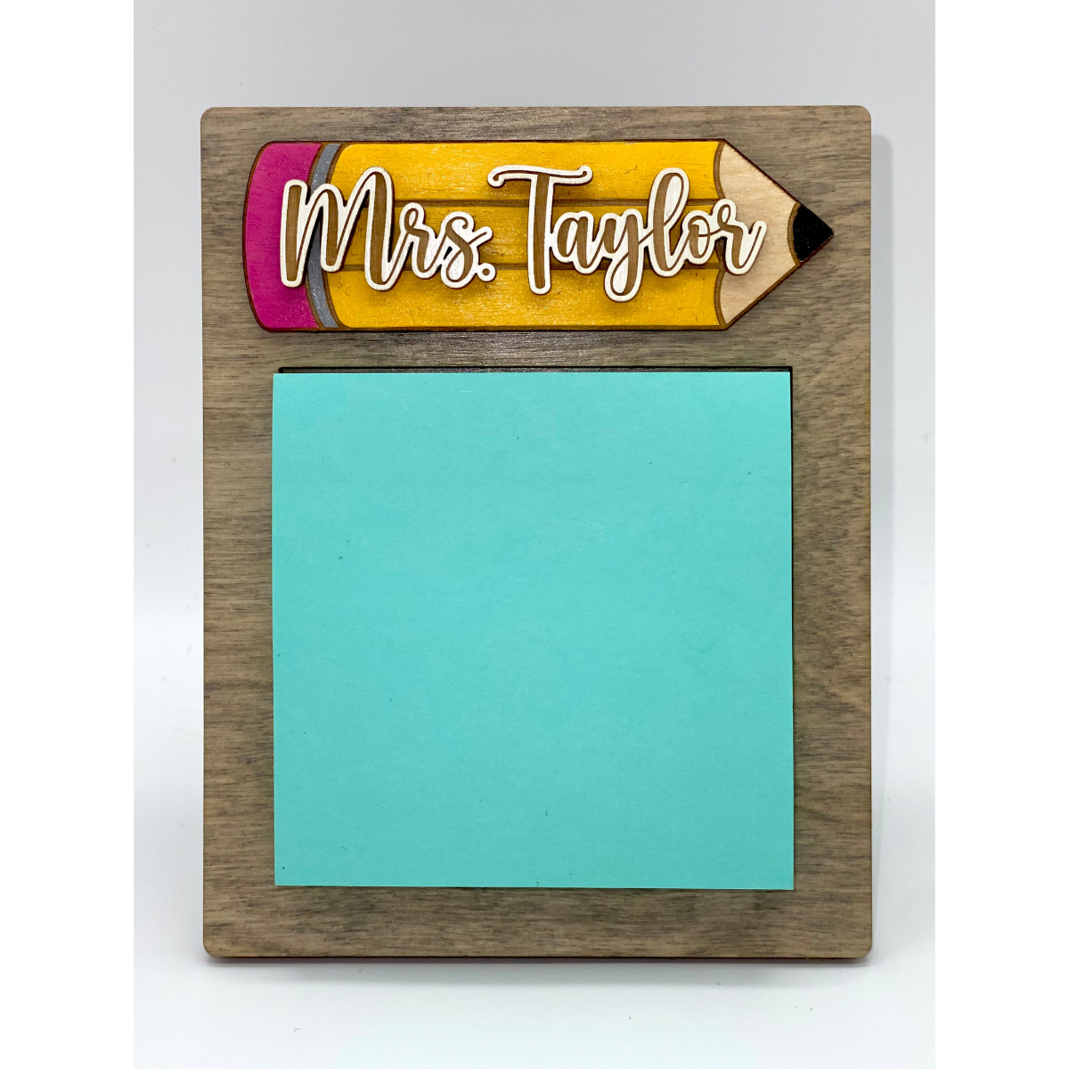 Teacher Sticky Note Pad Holder Gift, Personalized Teacher Name Gift, Student Gift For Teacher, Teacher Back To School Gift