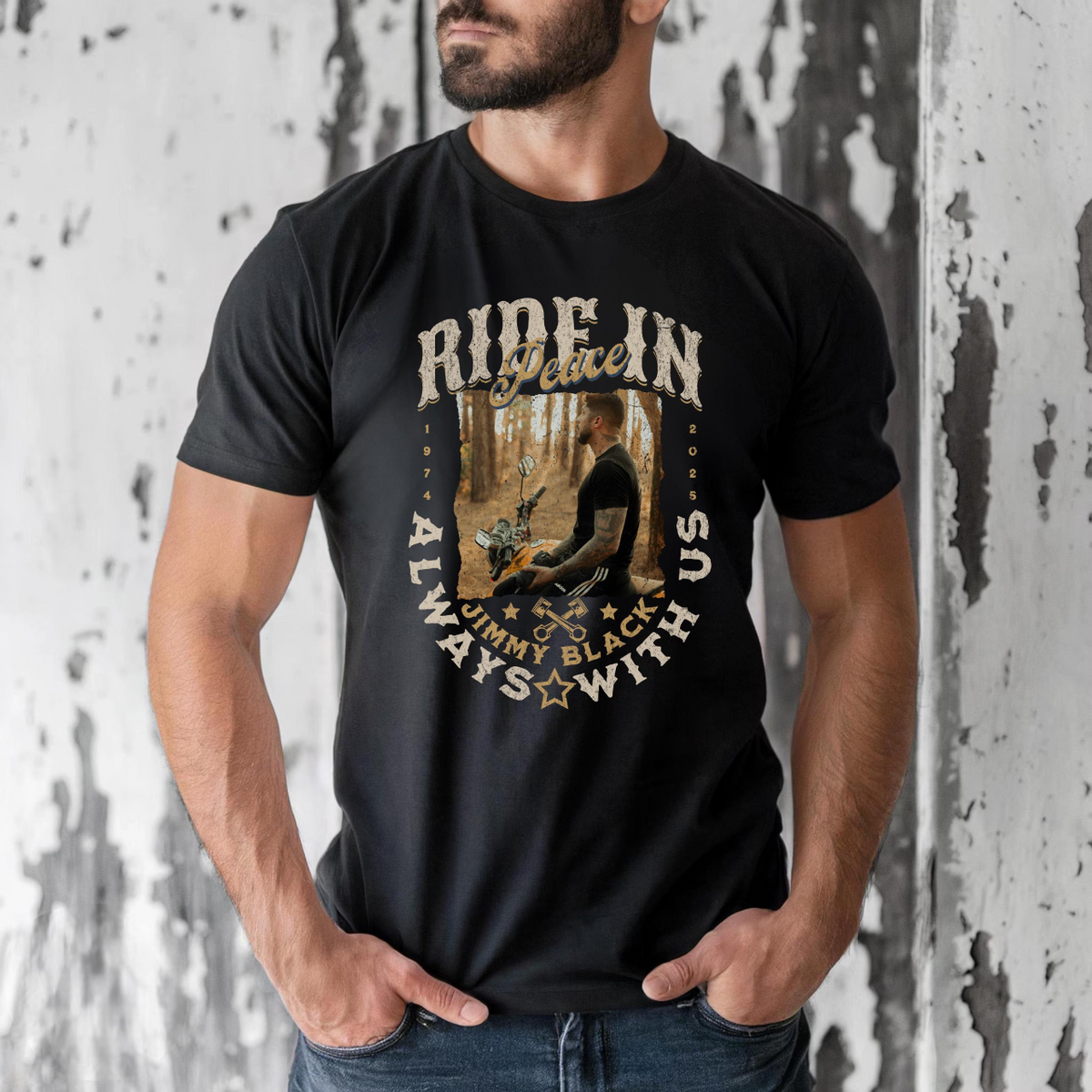 Ride In Peace Always With Us Shirt, Custom Funeral Photo Shirt, Rest In Peace Memory Shirt, Remembrance Shirt, Custom Last Photo Shirt