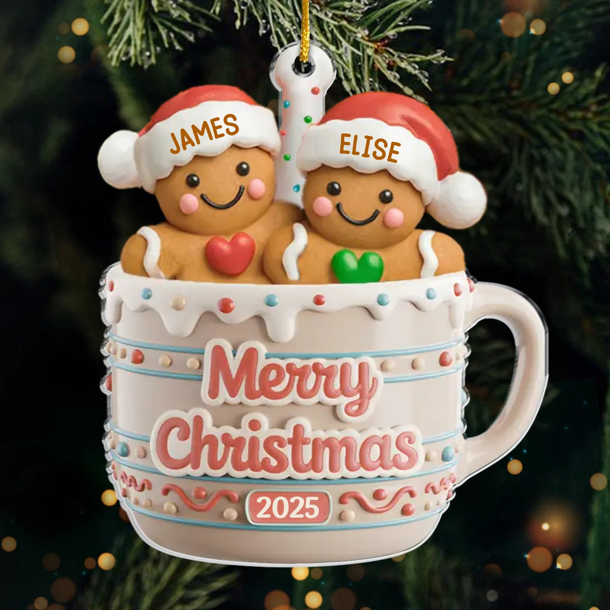 Merry Christmas Cookies Crew In Cup - Personalized Acrylic Ornament - Christmas Gift For Family