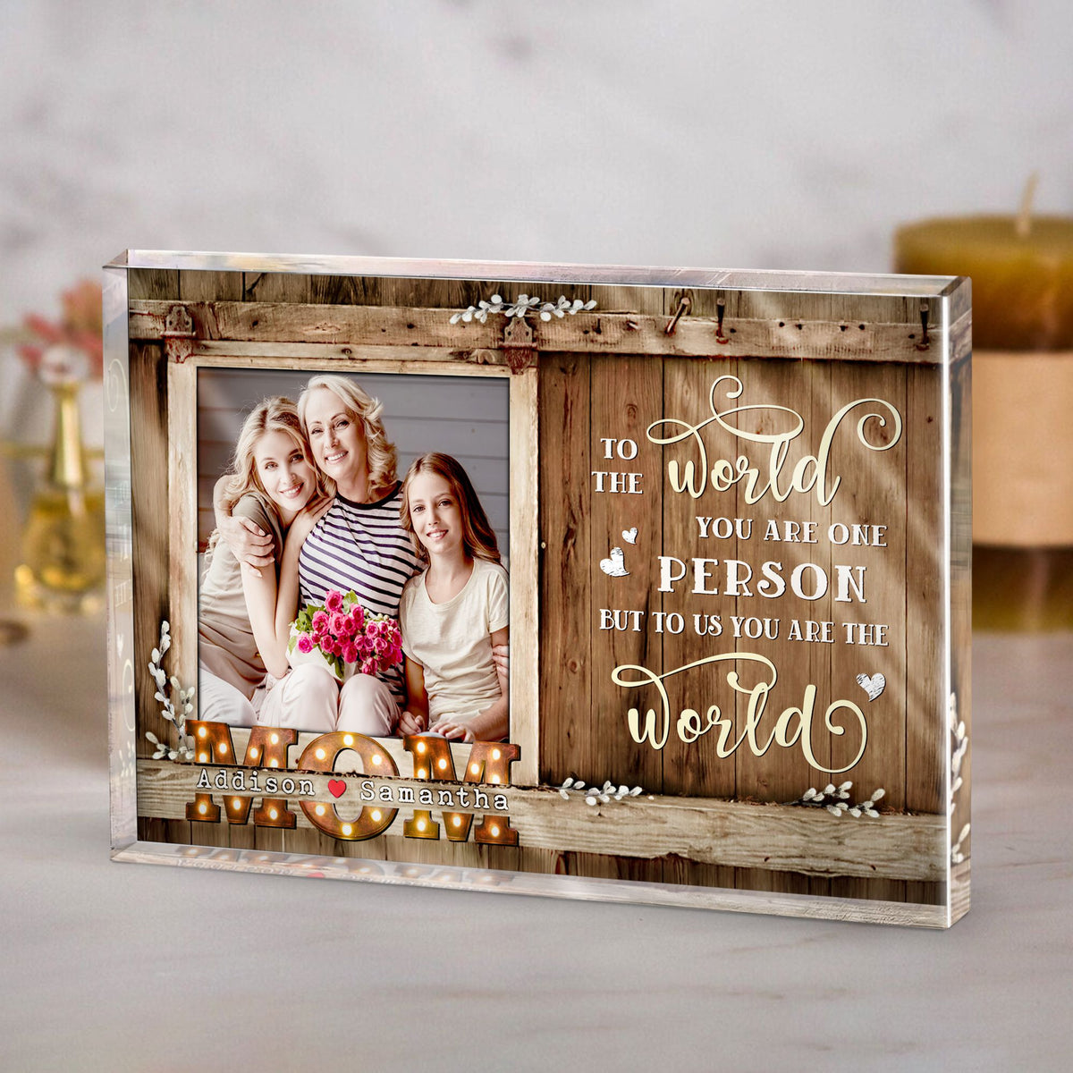 A Mother's Love Is The Heart Of A Family - Personalized Acrylic Plaque - Gift For Mom, Mother's Day, Birthday Gift