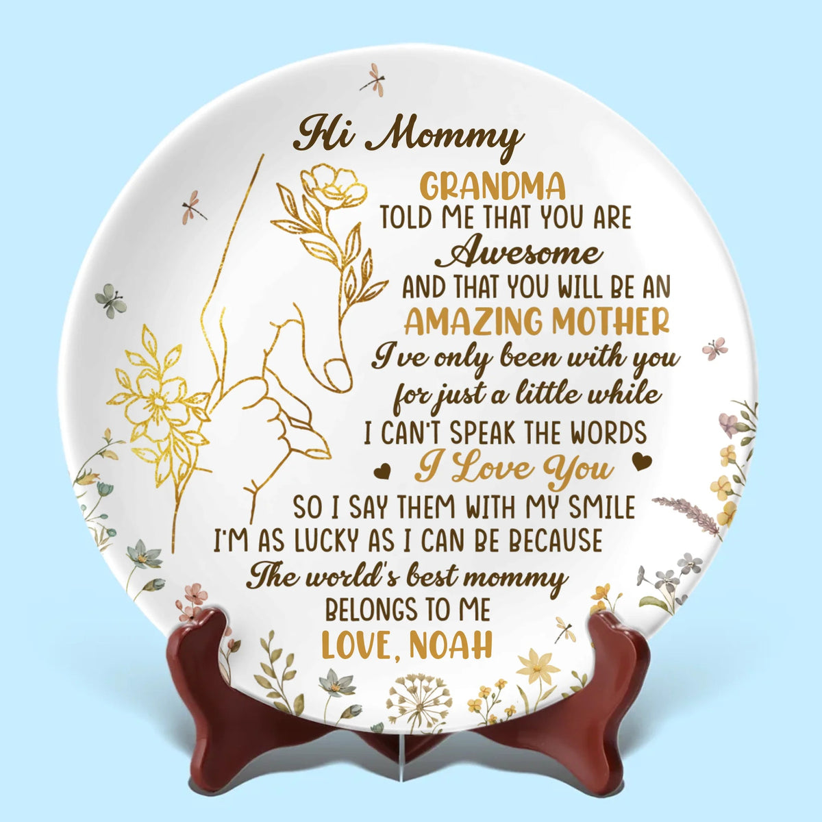 The World's Best Mommy - Personalized Ceramic Plate - Baby Shower Gift, Gift For First Mom
