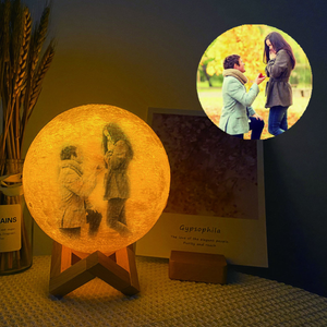 Engagement Gifts for Couple, Personalized Engaged Gift, Engagement Frame, Custom Gift, Anniversary Birthday Wedding Gift, Photo 3D Moon Lamp