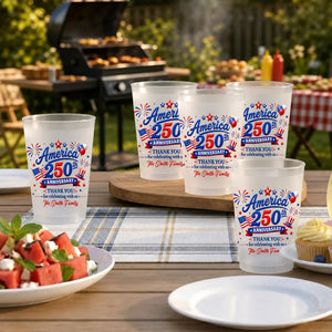 Thank You For Celebrating 250th Anniversary With America - Personalized Plastic Frosted Cup - 4th Of July Drinkware, 250th Anniversary Party Favor, Independence Day Gift