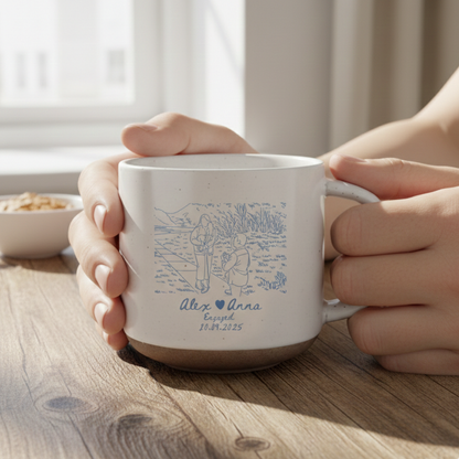 Custom Couple Portrait Pottery Mug, Valentine Gift, Anniversary Gift for Couple, Couple Drinkware Gift, Engagedment, Wedding Gift