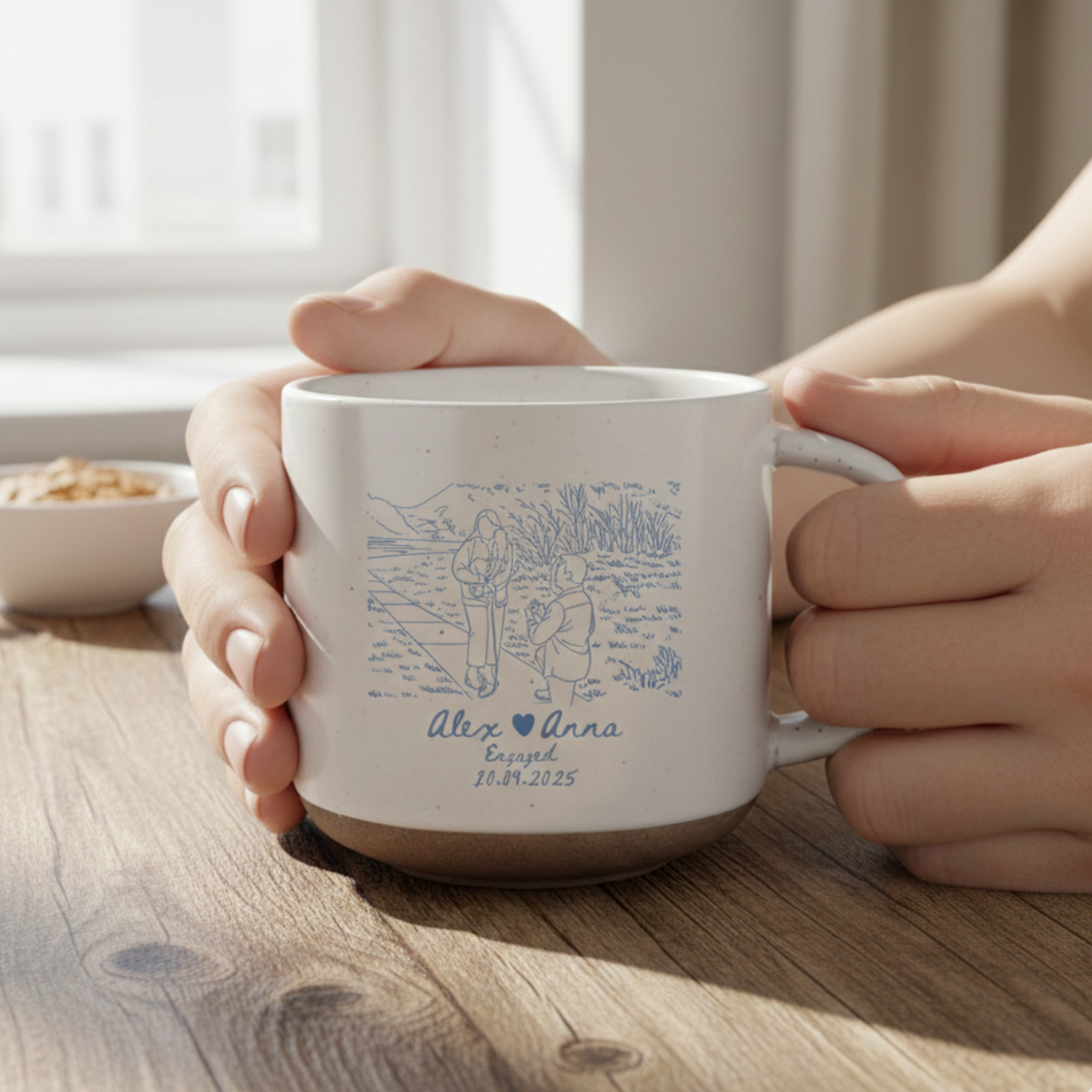 Custom Couple Portrait Pottery Mug, Valentine Gift, Anniversary Gift for Couple, Couple Drinkware Gift, Engagedment, Wedding Gift