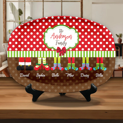 Custom Santa Feet Family - Personalized Christmas Platter - Christmas Home Decoration, Gift For Family