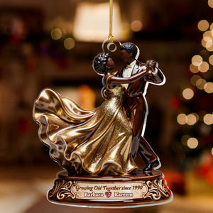 Growing Old Together Black Couple - Personalized Acrylic Ornament - Christmas Gift For Couple
