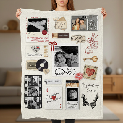 Personalized Valentine Gifts For Him, Custom Matchbox Blanket Gift For Boyfriend, Girlfriend, Anniversary Gift