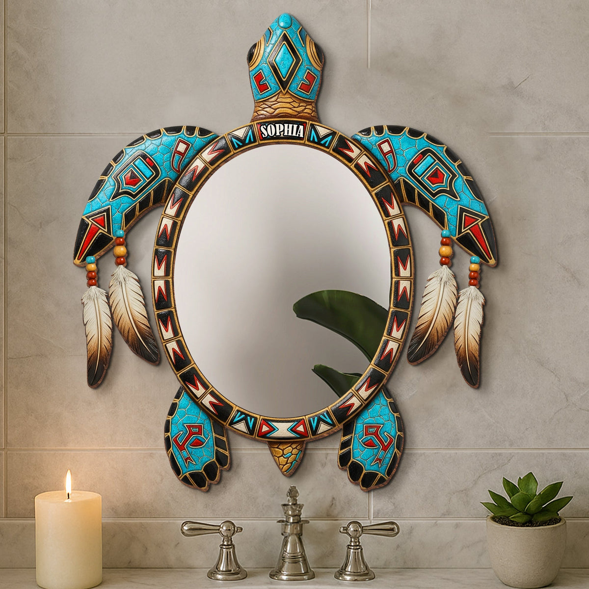 Sea Turtle Personalized Holiday Gifts For Native Custom Shaped Mirror