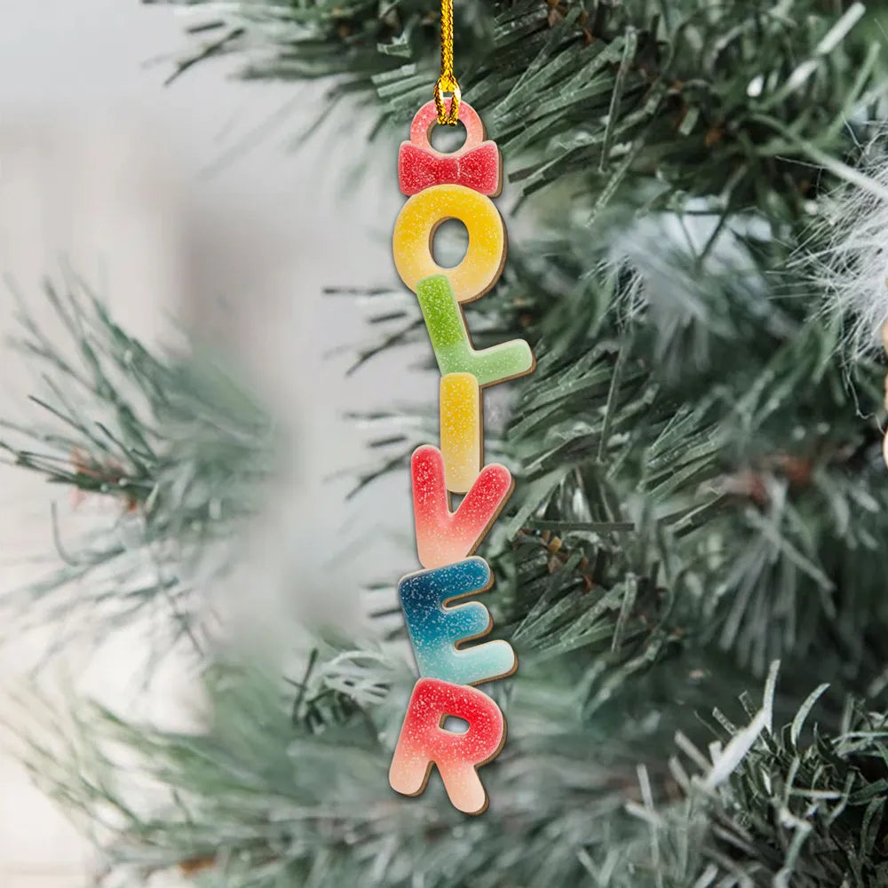 Custom Candy Letter Ornament - Personalized Shaped Ornament - Christmas Gift For Family