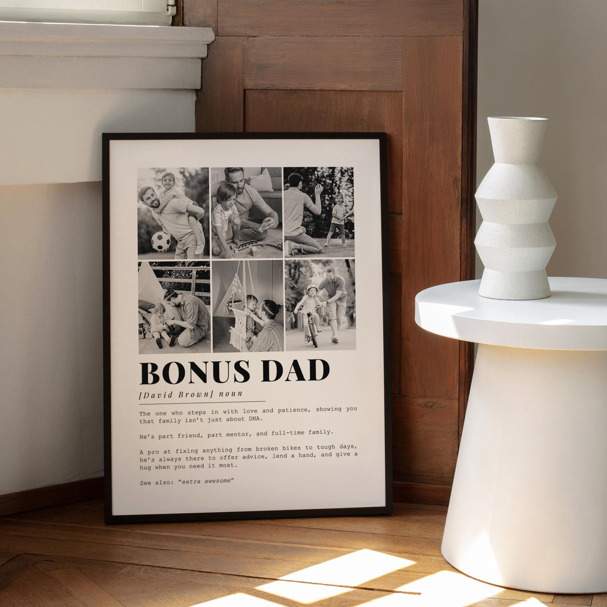 Bonus Dad Definition - Personalized Canvas - Wall Art for Dad, Father's Day Gift, Bonus Dad Gift. Gifts for Stepdad