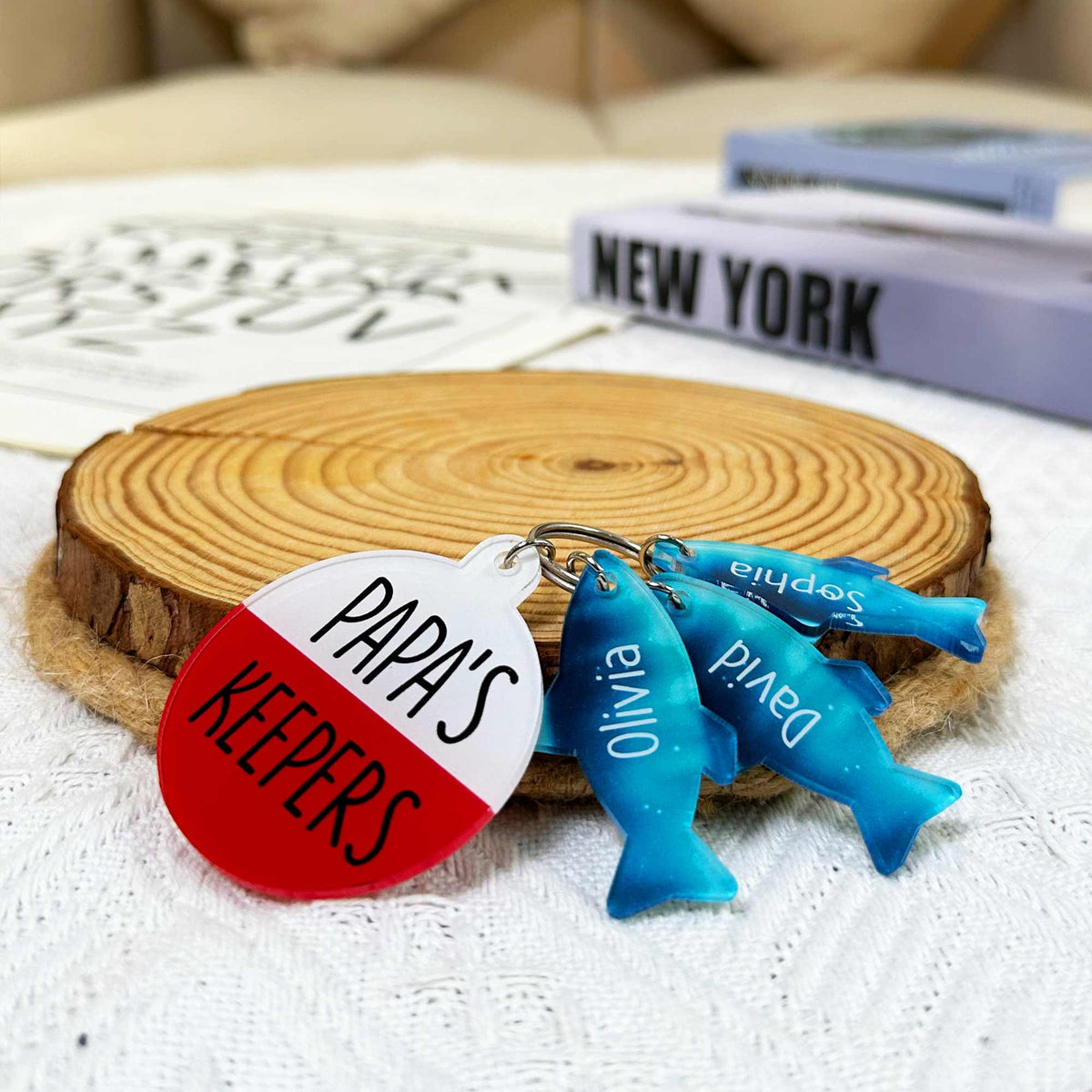 Papa's Keepers - Personalized Acrylic Tag Keychain - Gift For Father, Grandfather, Father's Day, Birthday Gift